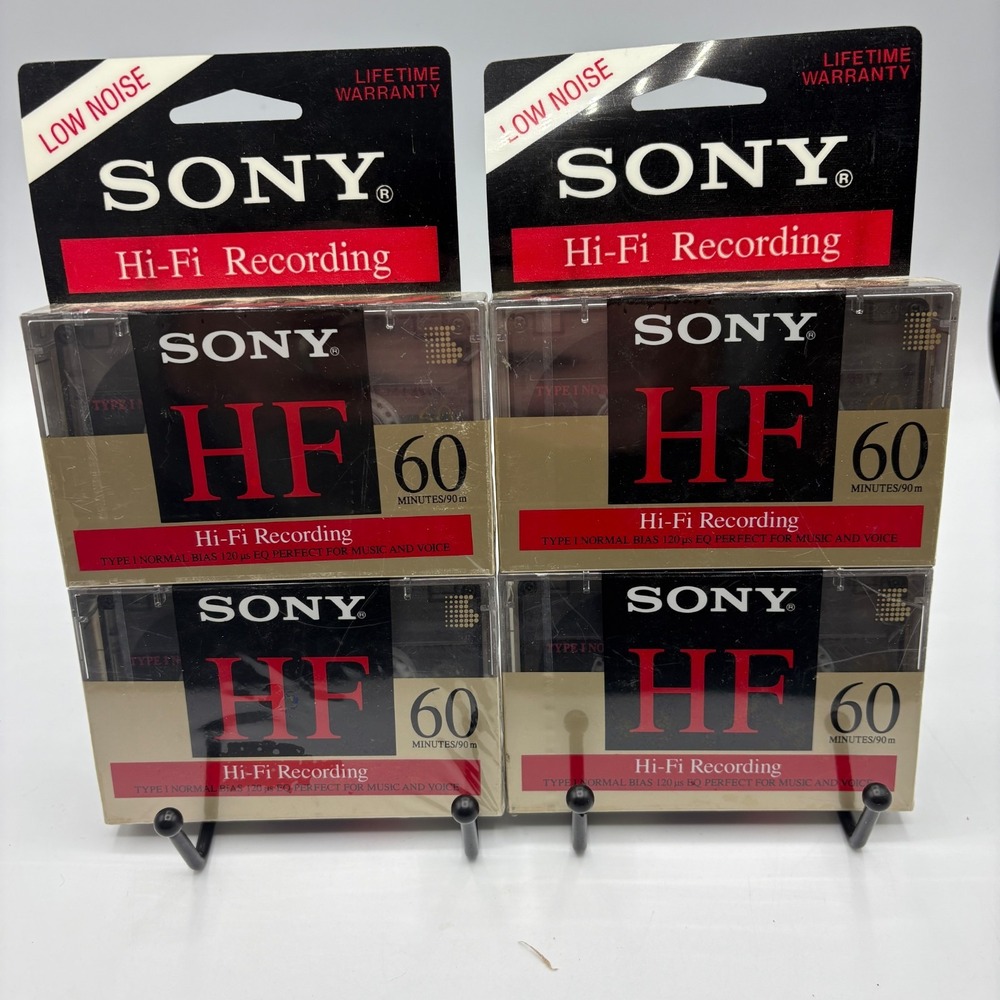Sony HF 60 Blank Cassette Tapes Lot of 4 Type I Normal Bias 60 Min New Sealed